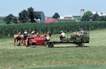 Amish family baling hay by Dennis L. Hughes