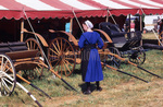 Amish woman browsing buggies by Dennis L. Hughes