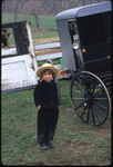 Amish boy next to buggy by Dennis L. Hughes