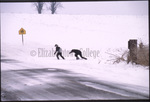 Amish boys in snow by Dennis L. Hughes